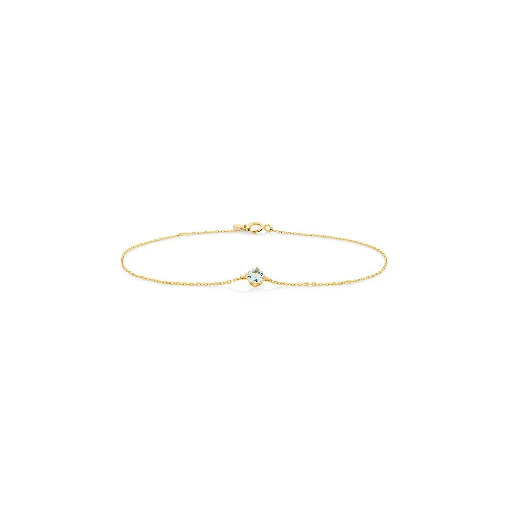 Bracelet With Aquamarine In 10kt Yellow Gold