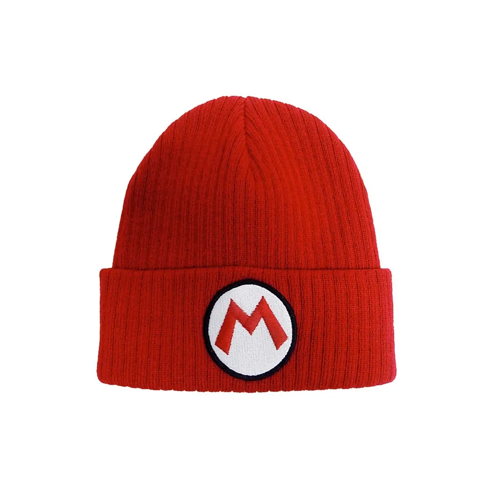 Nintendo Super Mario Brothers Mario Red Logo Beanie Hat Toque