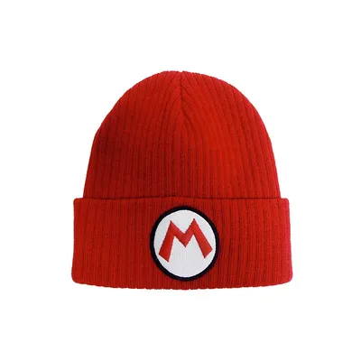 Nintendo Super Mario Brothers Mario Red Logo Beanie Hat Toque
