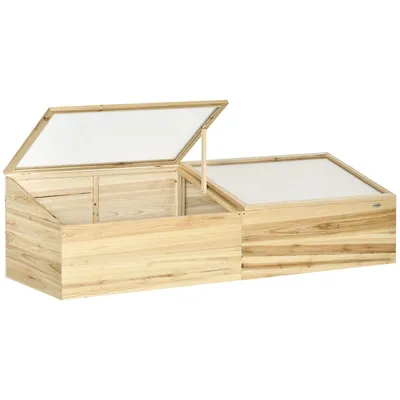 Wooden Cold Frame With Openable Roof Mini Greenhouse Natural