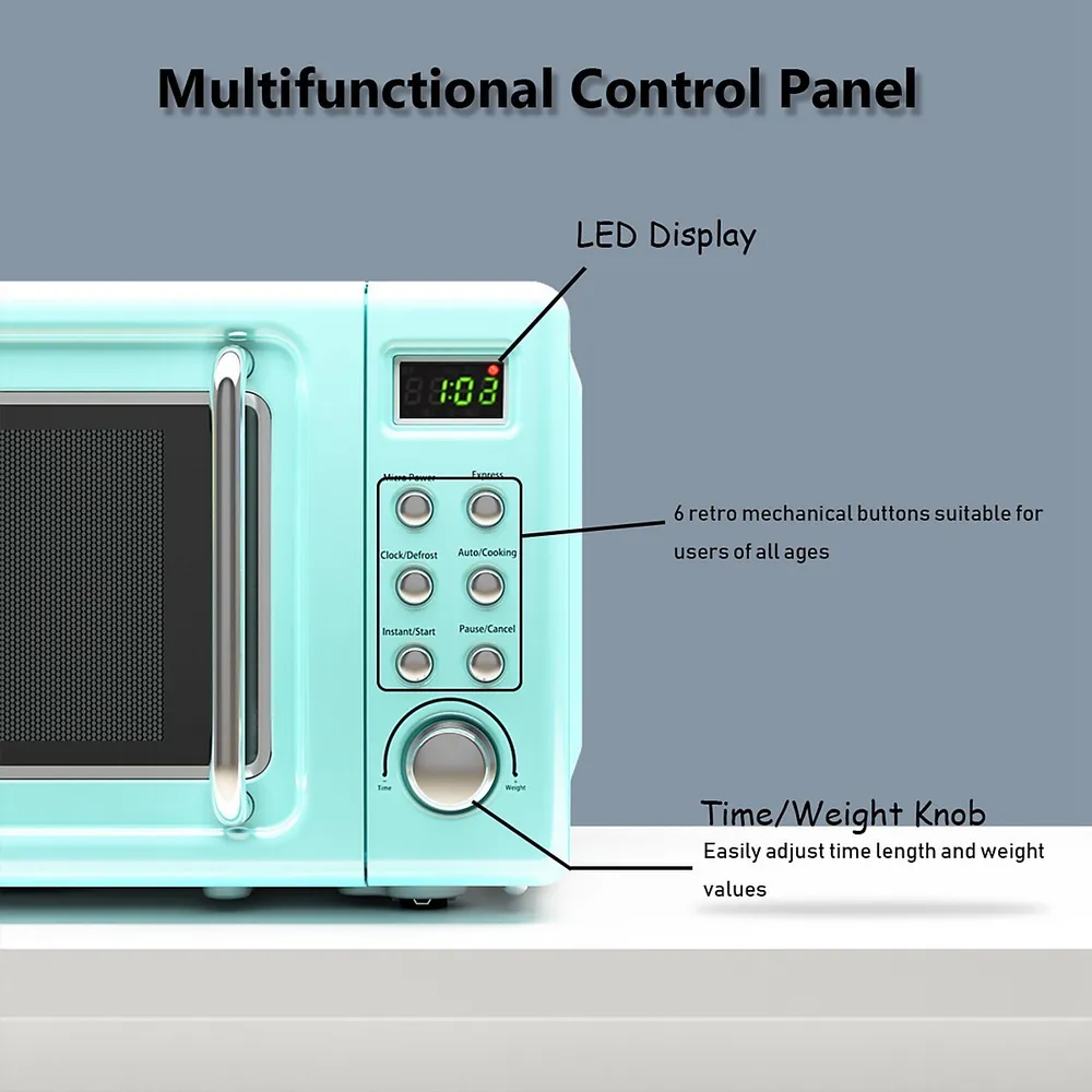 Costway 0.9Cu.ft. Retro Countertop Compact Microwave Oven 900W 8