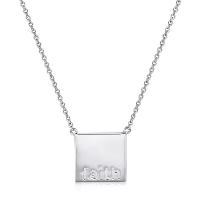 Sterling Silver 16"faith Plaque Necklace