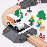 Fire Rescue Train Set - 70pcs - Battery Powered Train, Wooden Tracks, Vehicules, Figurines And More, Ages 3+
