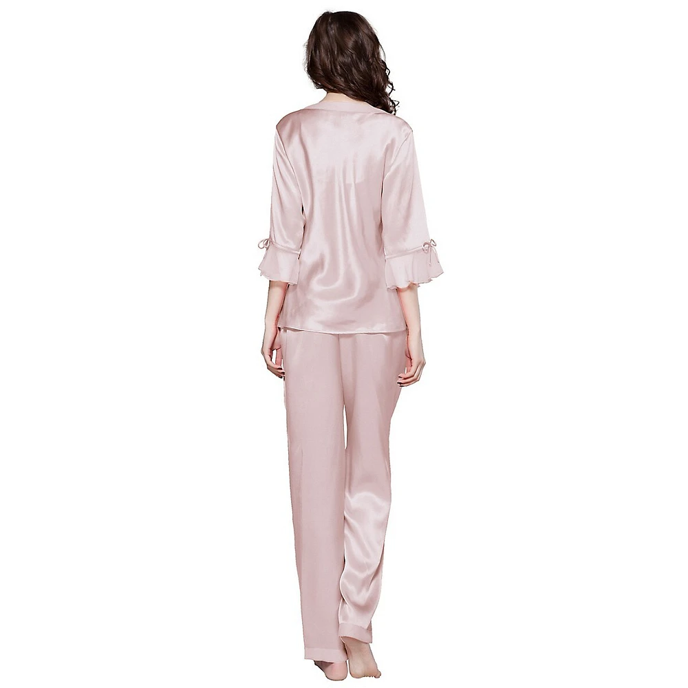 22 Momme Laced Silk Pajama Set For Women