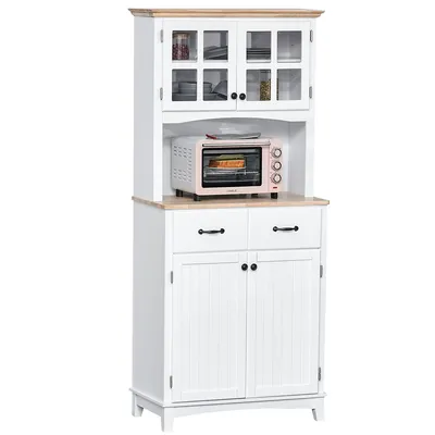 68" Kitchen Pantry With Microwave Counter