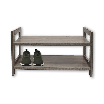 2 Tier Mdf Shoes Rack, 27.5"x10.62"x15.75", Taupe Gray