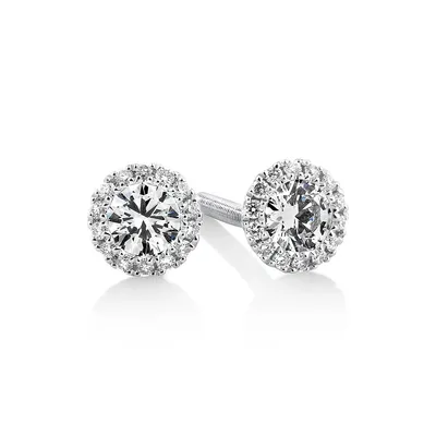 Sir Michael Hill Designer Halo Earrings With 0.52 Carat Tw Of Diamonds In 18kt White Gold