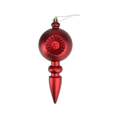 4ct Matte Red Hot Retro Reflector Shatterproof Christmas Finial Ornaments 7.5"