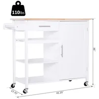 Rubberwood Top Kitchen Cart Island With Towel Rack