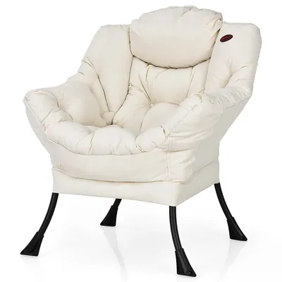 Modern Polyester Fabric Lazy Chair Single Sofa W/ Side Pocket