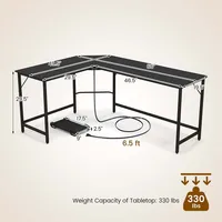 L-shaped Gaming Desk Computer With Cpu Stand Power Outlets