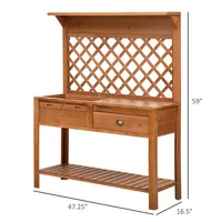 Wooden Garden Potting Table With Shelf