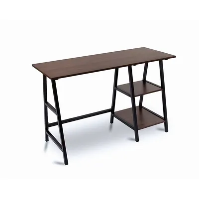 Office Space Home Office Table Computer Desk With 2 Shelves - Dark Brown