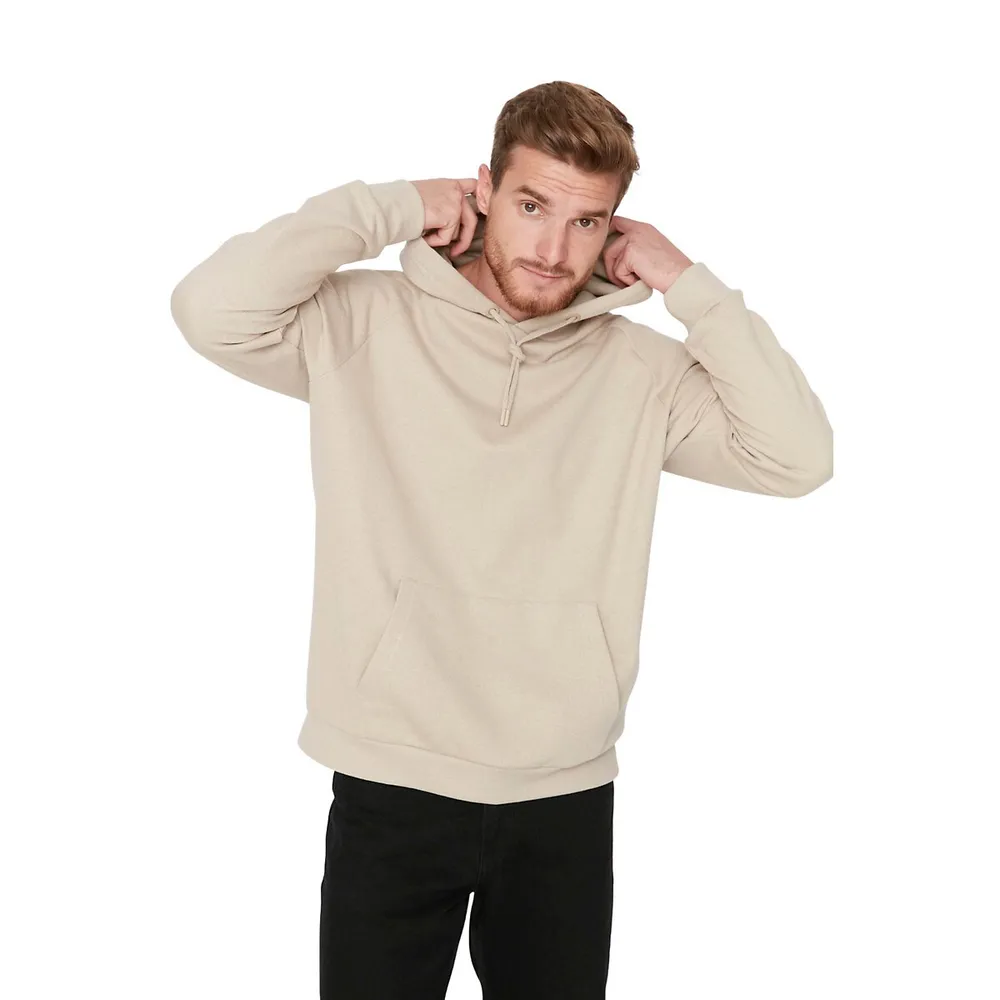 Male Basic Oversize Hood Knitted Sweatshirt