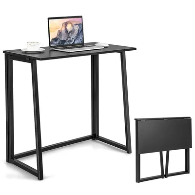 Folding Computer Desk No Assembly Study Writing Table For Small Spaces Walnut/black/brown/white