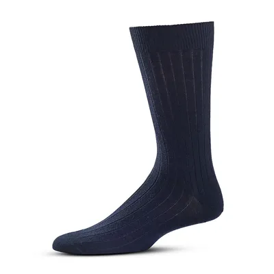 Men's Ribbed Wool-Blend Socks