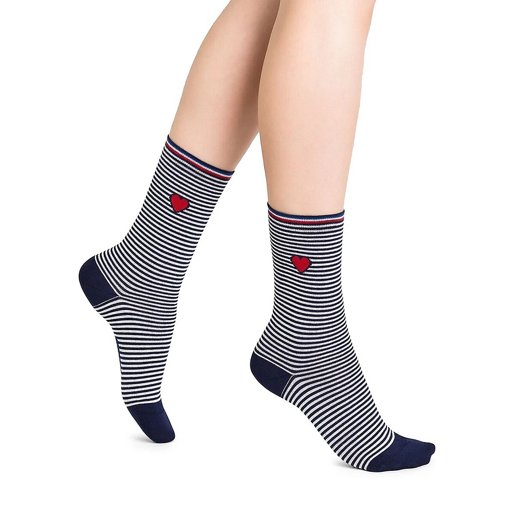 Chaussettes mi-mollet rayées pour femme