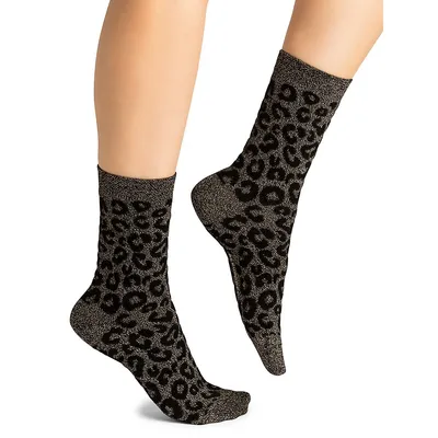Women's Leopard-Print Crew Socks