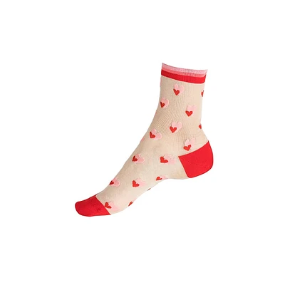 Women's Heart-Print Ankle Socks