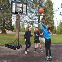 Portable Basketball Hoop Stand Adjustable Height W/shatterproof Backboard Wheels