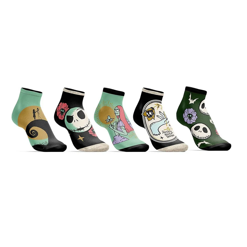 Bioworld The Nightmare Before Christmas Themed 5 Pack Womens Juniors Ankle  Socks