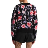 Printed Fuzzy Knit Sweater
