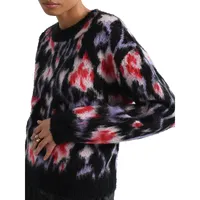 Printed Fuzzy Knit Sweater