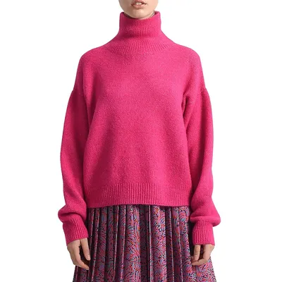 Lili Sidonio Rib-Knit Mockneck Sweater