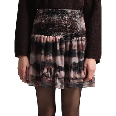 Cloud-Print Tiered Skirt