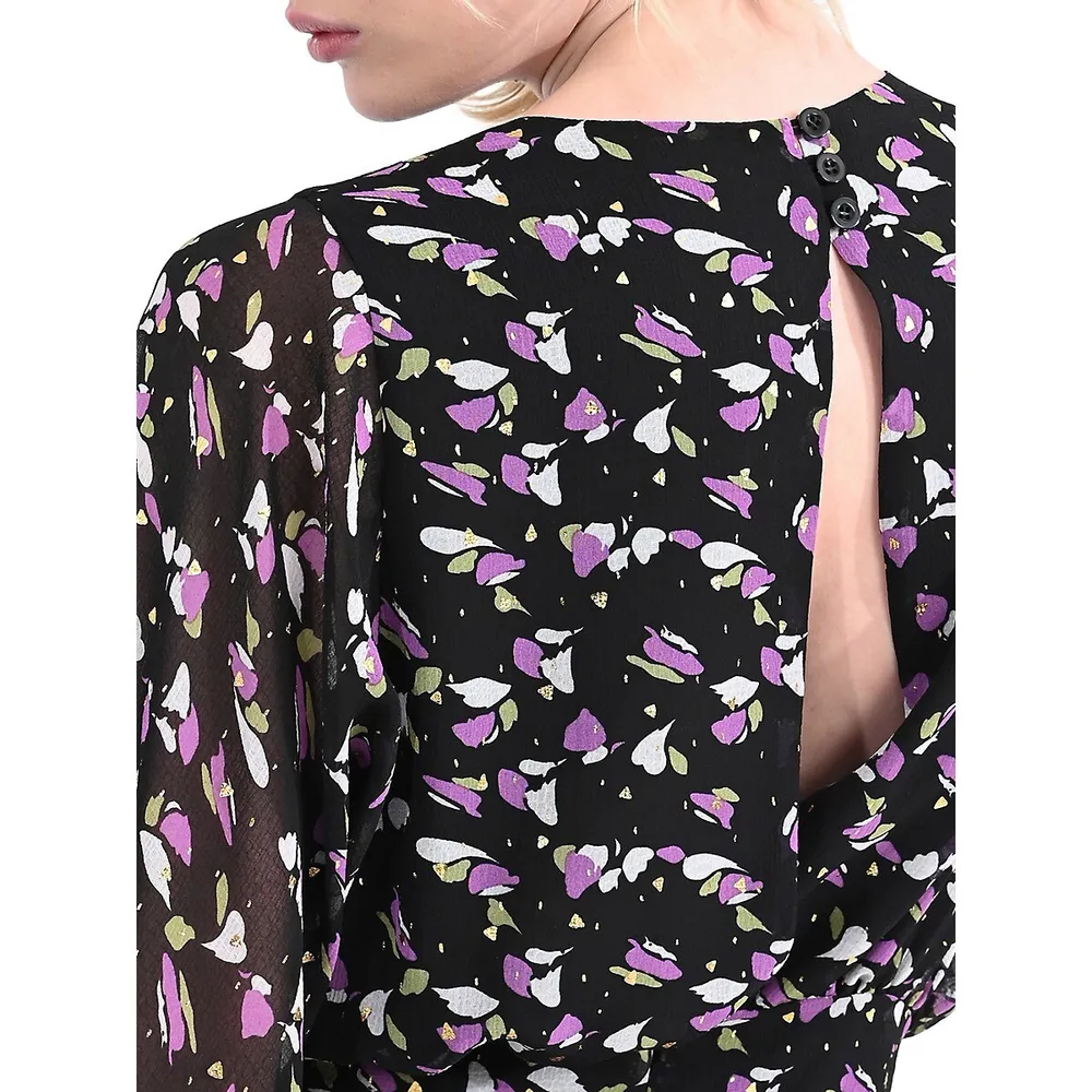 Lili Sidonio Blouson-Sleeve Printed Mini Dress