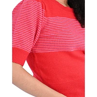 Lili Sidonio Puff-Sleeve Striped Sweater