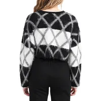 Colourblocked Fuzzy-Knit Cropped Sweater