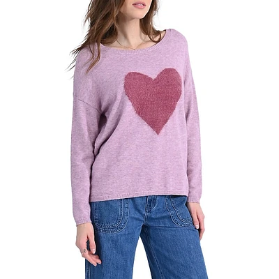 Heart Heathered Knit Sweater