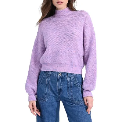 Heart-Print Crewneck Sweater