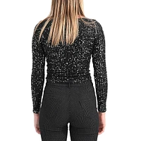 Lili Sidonio V-Neck Sequined Knit Top