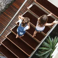 15pcs Non-slip Carpet Stair Treads 30'' X 8'' Mats Indoor For Wooden Steps