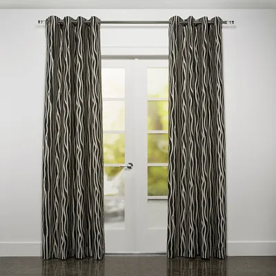 Ready Made Curtain With A Jacquard Design, 8 Metal Grommets, Corner Weights 54"x95"