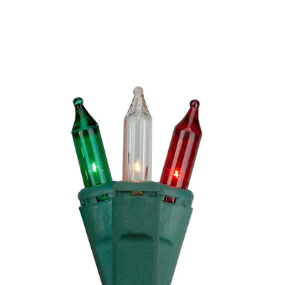 140ct Red, Green, Clear Everglow Chasing Mini Christmas Lights - 48ft, Green Wire