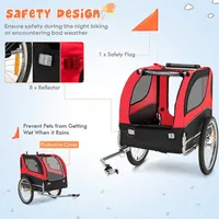 Dog Bike Trailer Foldable Pet Cart W/ 3 Entrances For Travel
