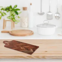 Acacia Wood Rect. Chevron Serving Board With Handle