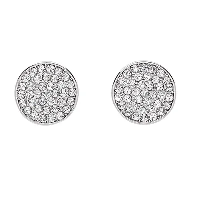 Clear Pave Heritage Precision Cut Crystal Circular Stud Earrings