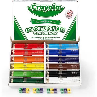 Crayola Coloured Pencil Bulk Classpack, 12 Colours, 240 Count, Arts & Crafts