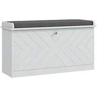 Shoe Bench With Flip Drawer, Cushion For Entryway