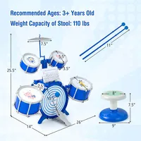 Kids Drum Set Educational Percussion Musical Instrument Toy With Bass Drum