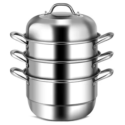 3 Tier 11 Inch Stainless Steel Steamer Set Cookware Pot Saucepot Double Boiler