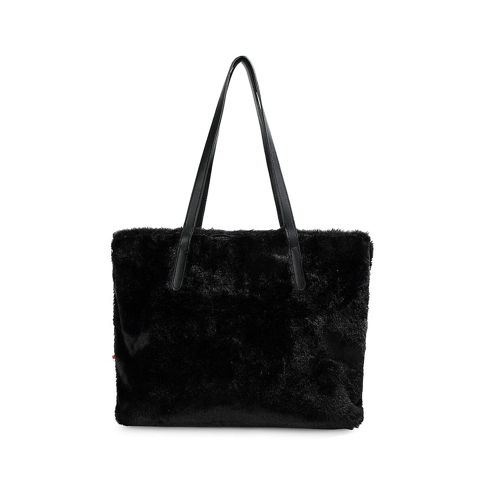 Fourre-tout réversible en similifourrure et en cuir végane Gem avec pochette
