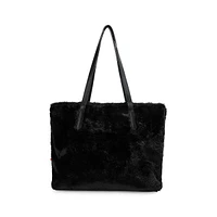 Fourre-tout réversible en similifourrure et en cuir végane Gem avec pochette