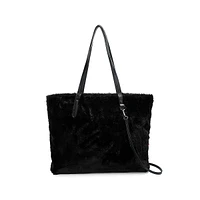 Fourre-tout réversible en similifourrure et en cuir végane Gem avec pochette