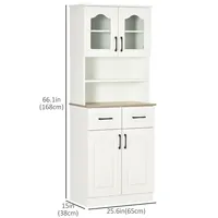 66" Kitchen Pantry, Buffet With Hutch Adjustable Shelves