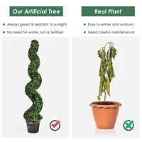 2 Pack 4ft Artificial Spiral Boxwood Topiary Tree Indoor Outdoor Decor